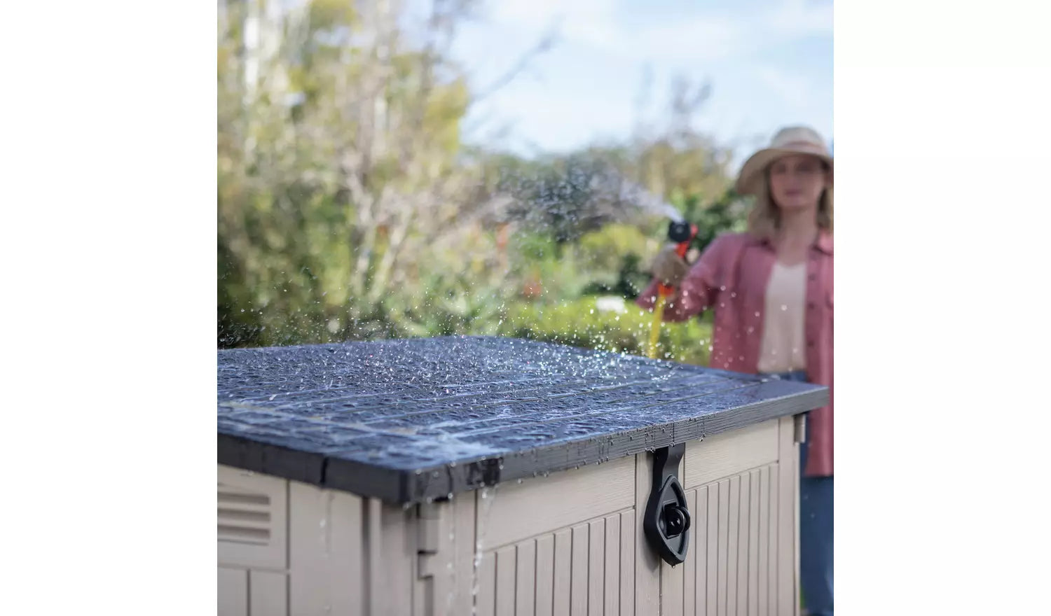 Keter Store-It-Out Midi 880L Plastic Garden Storage β Beige & Brown - Image 4