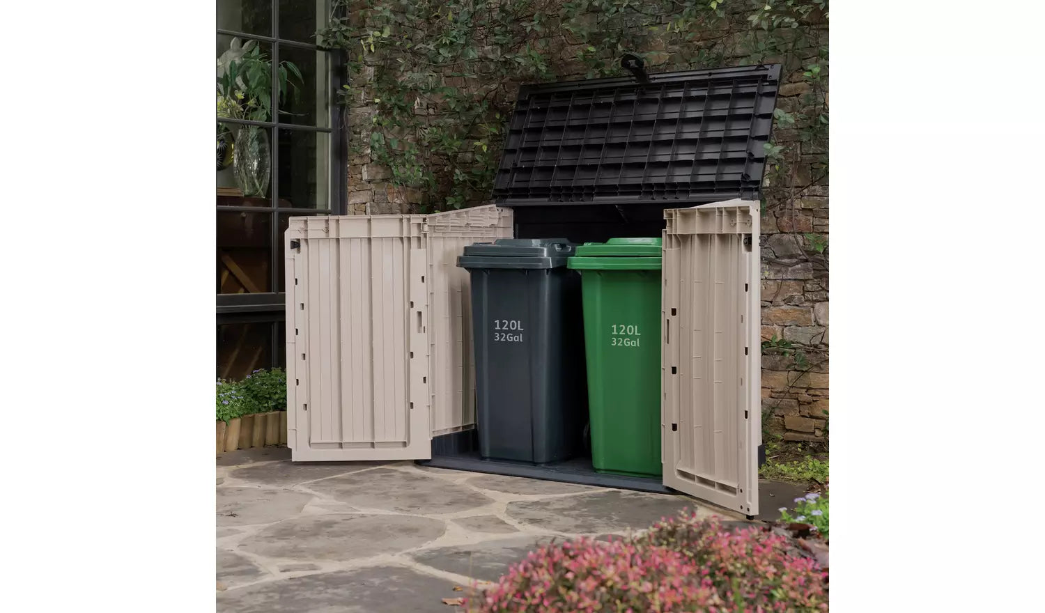 Keter Store-It-Out Midi 880L Plastic Garden Storage β Beige & Brown - Image 10