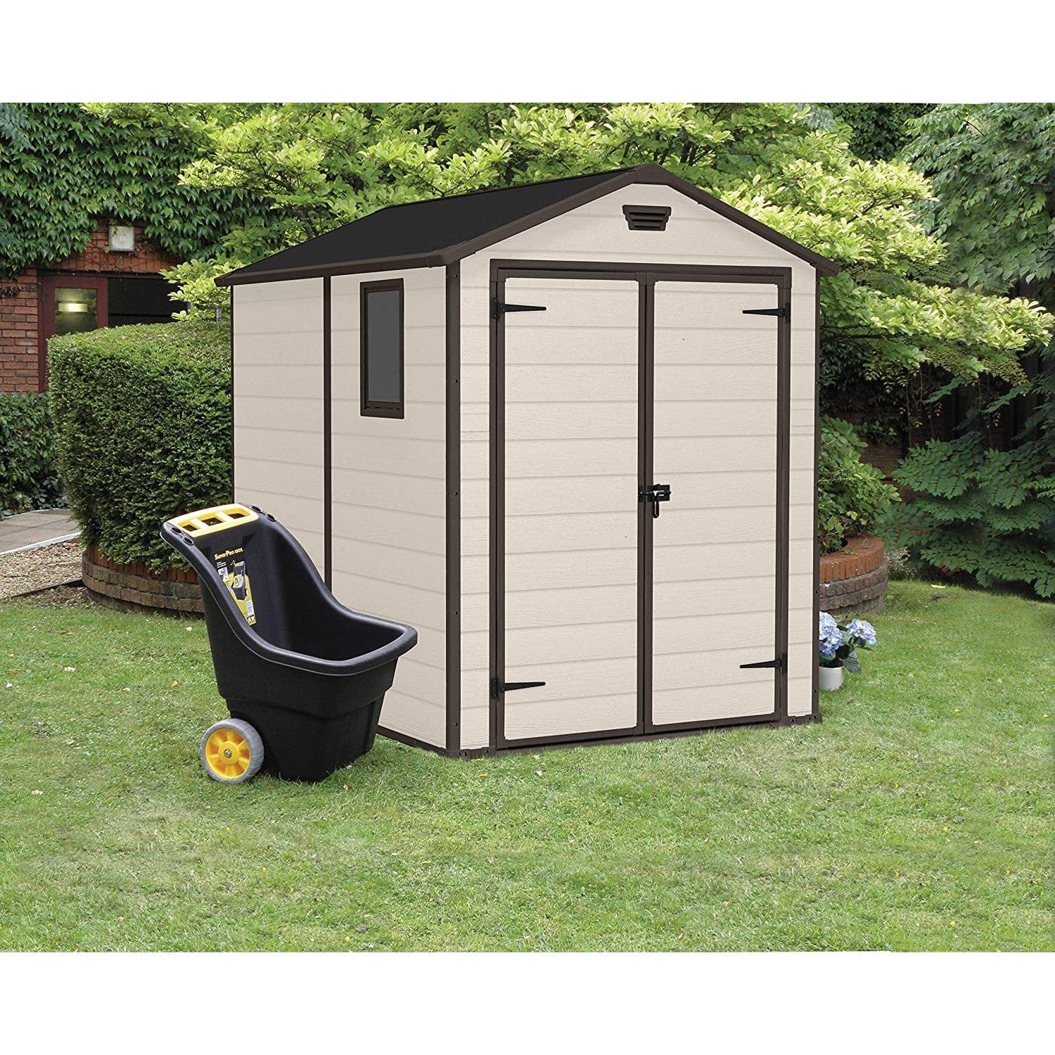 Keter 6′ x 8′ Manor Plastic Garden Storage Shed – Beige - Image 4