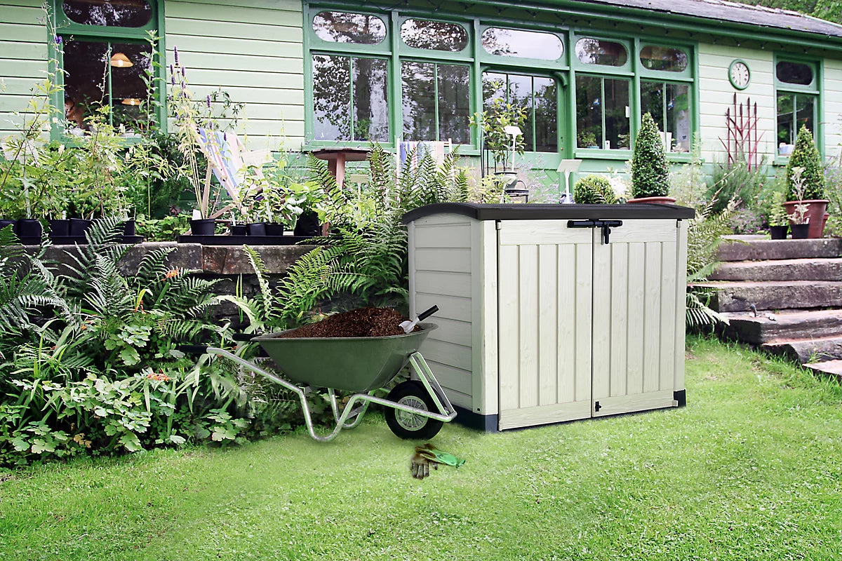 Keter Store-It-Out 1200L Arc Beige & Brown Garden Storage Box - Image 2